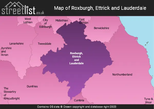 Map of Roxburgh, Ettrick and Lauderdale